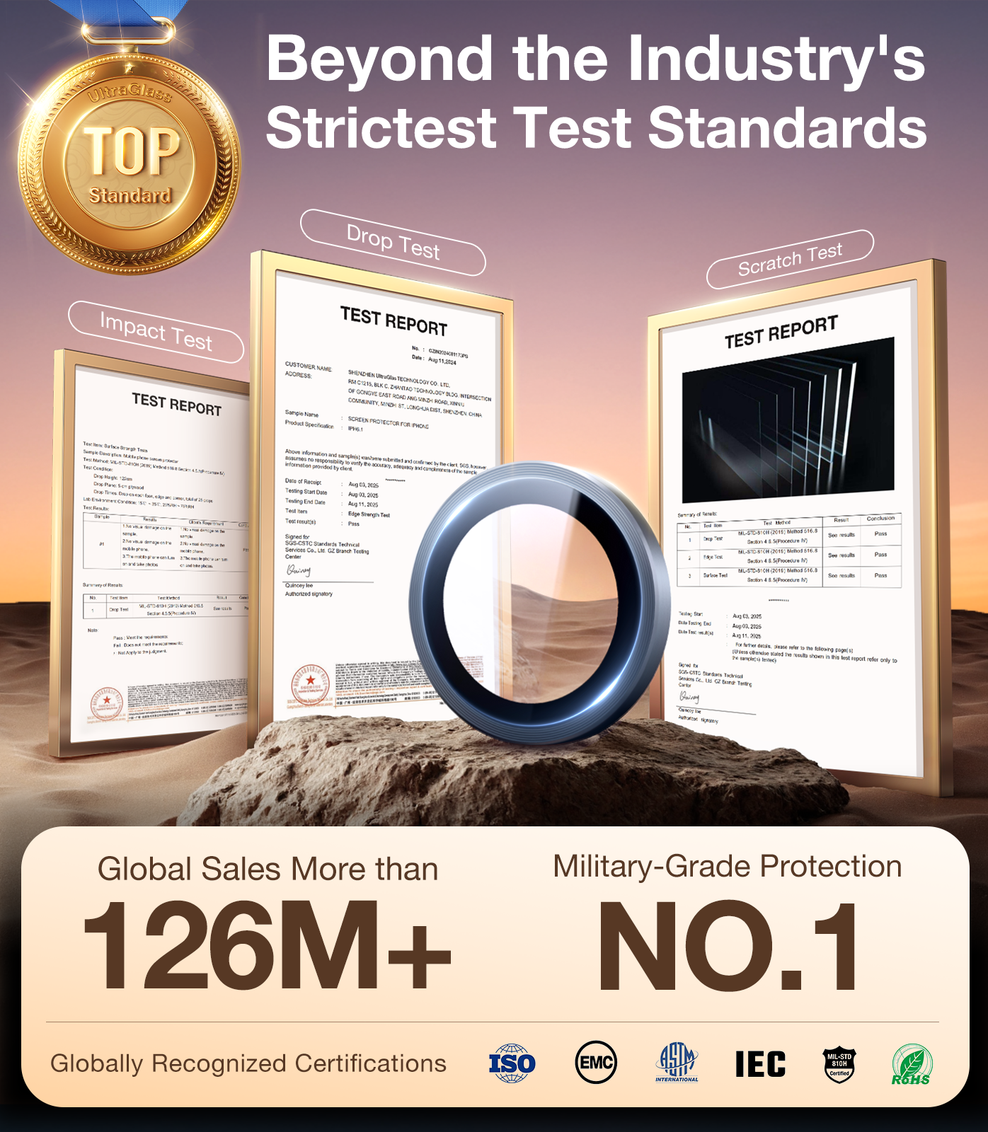 UltraGlass Samsung Galaxy S26 Ultra Camera Lens Protector ，Titanium Black