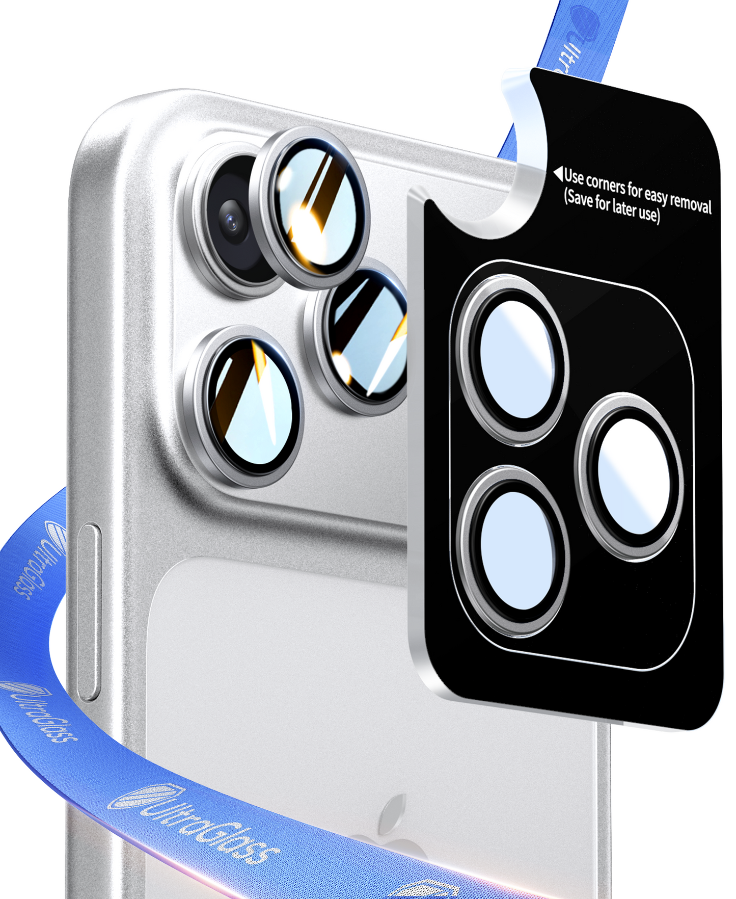UltraGlass iPhone 17 Pro/Pro Max Camera Lens Protector, White Titanium