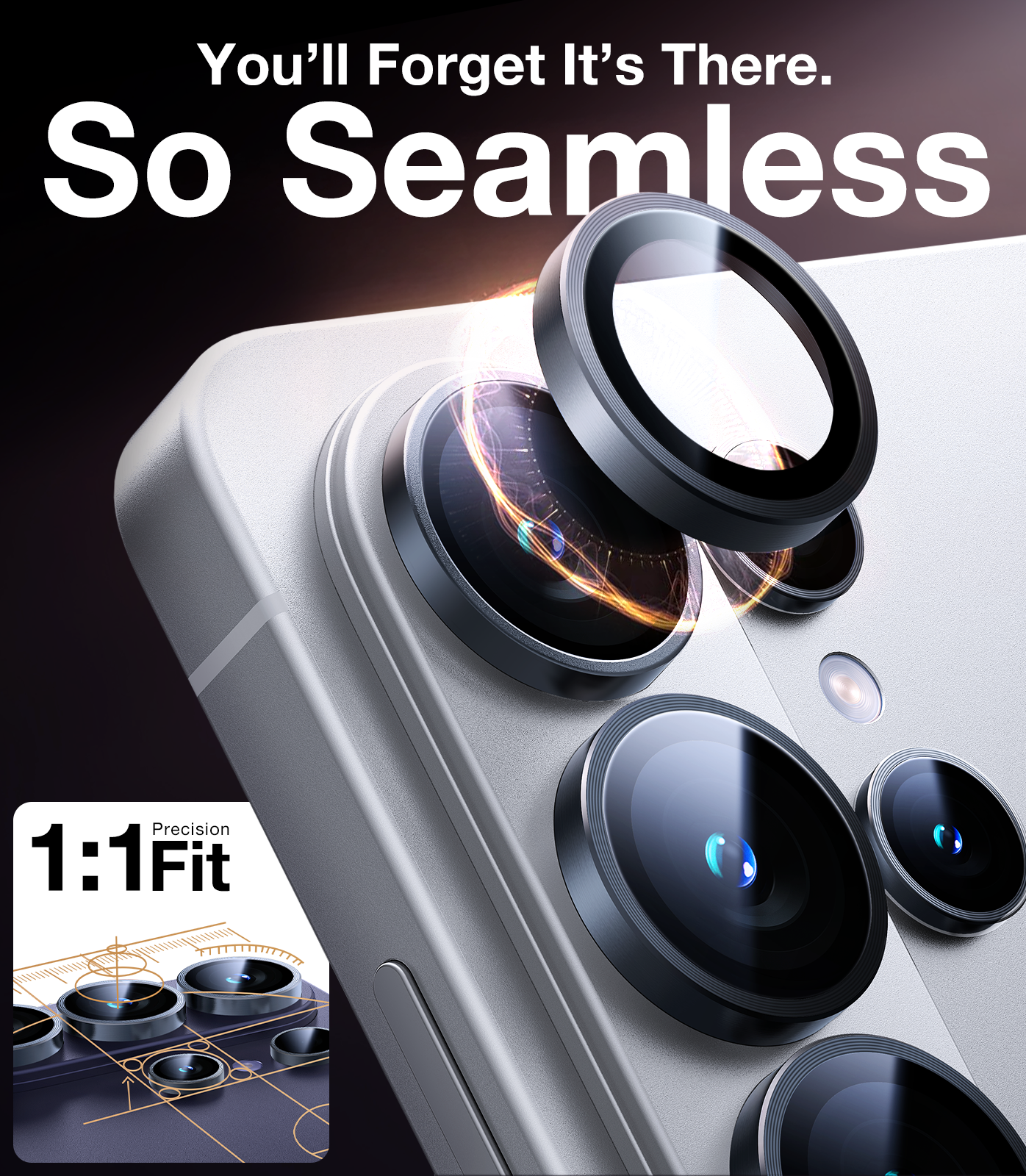 UltraGlass Samsung Galaxy S26 Ultra Camera Lens Protector ，Titanium Black