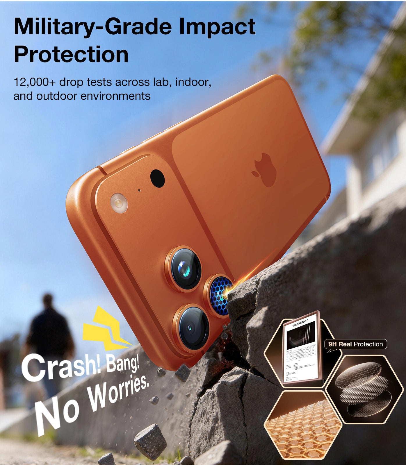 UltraGlass iPhone 17 Pro Max, 17 Pro Camera Lens Protector , Cosmic Orange
