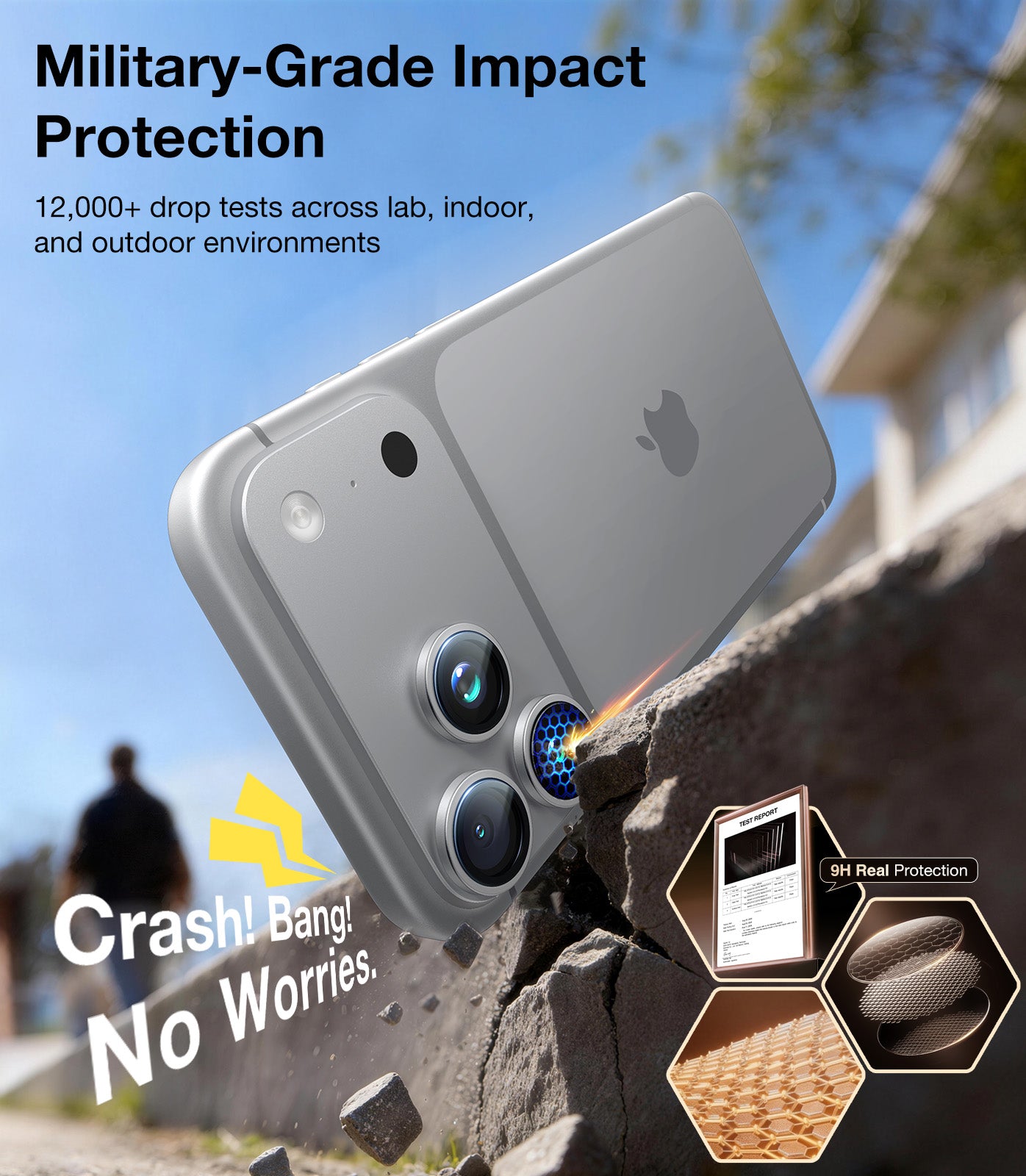 UltraGlass iPhone 17 Pro/Pro Max Camera Lens Protector, White Titanium